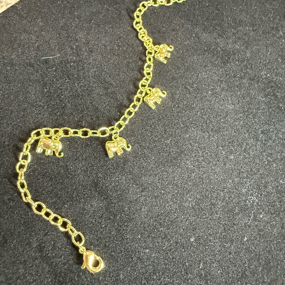 14K Gold Plated Elephant Charm Bracelet